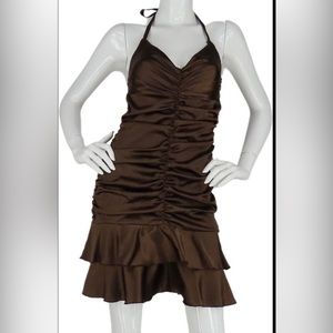 Vintage Jessica McClintock Satin Mini Halter Ruched Formal Prom Party Dress 6